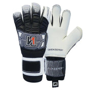 ONEKEEPER FUSION Contact Black - Black and White Hybrid Cut Pro-Level Goalkeeper Gloves - ONEKEEPER USA