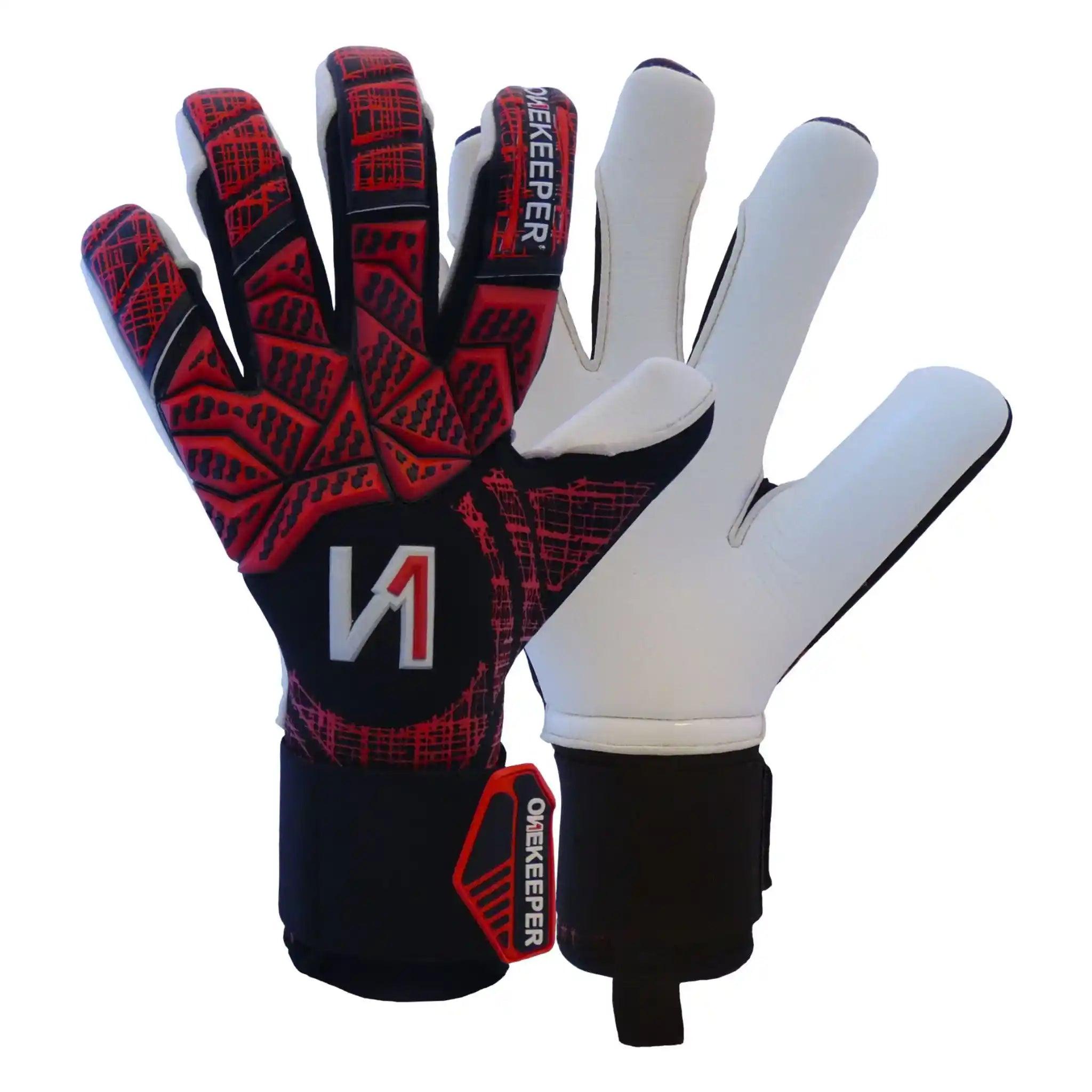 ONEKEEPER Finaty Red - Negative Cut Red and White Pro-Level Goalkeeper Gloves for Kids, Youth and Adults - ONEKEEPER USA