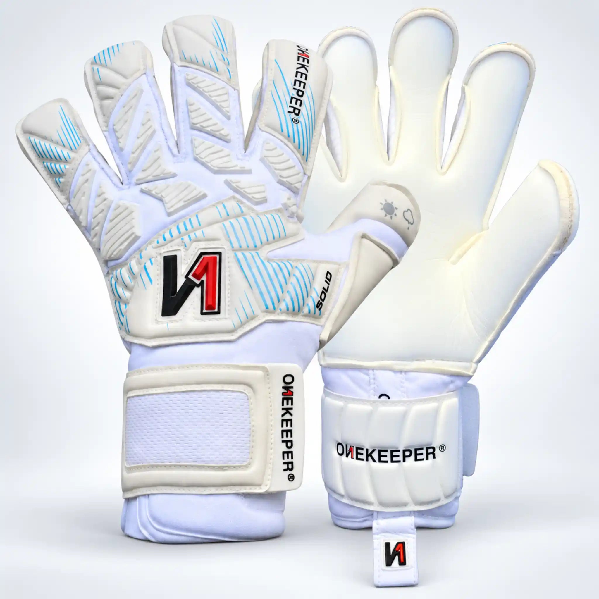 Solid White Aqua Latex Goalkeeper Gloves
