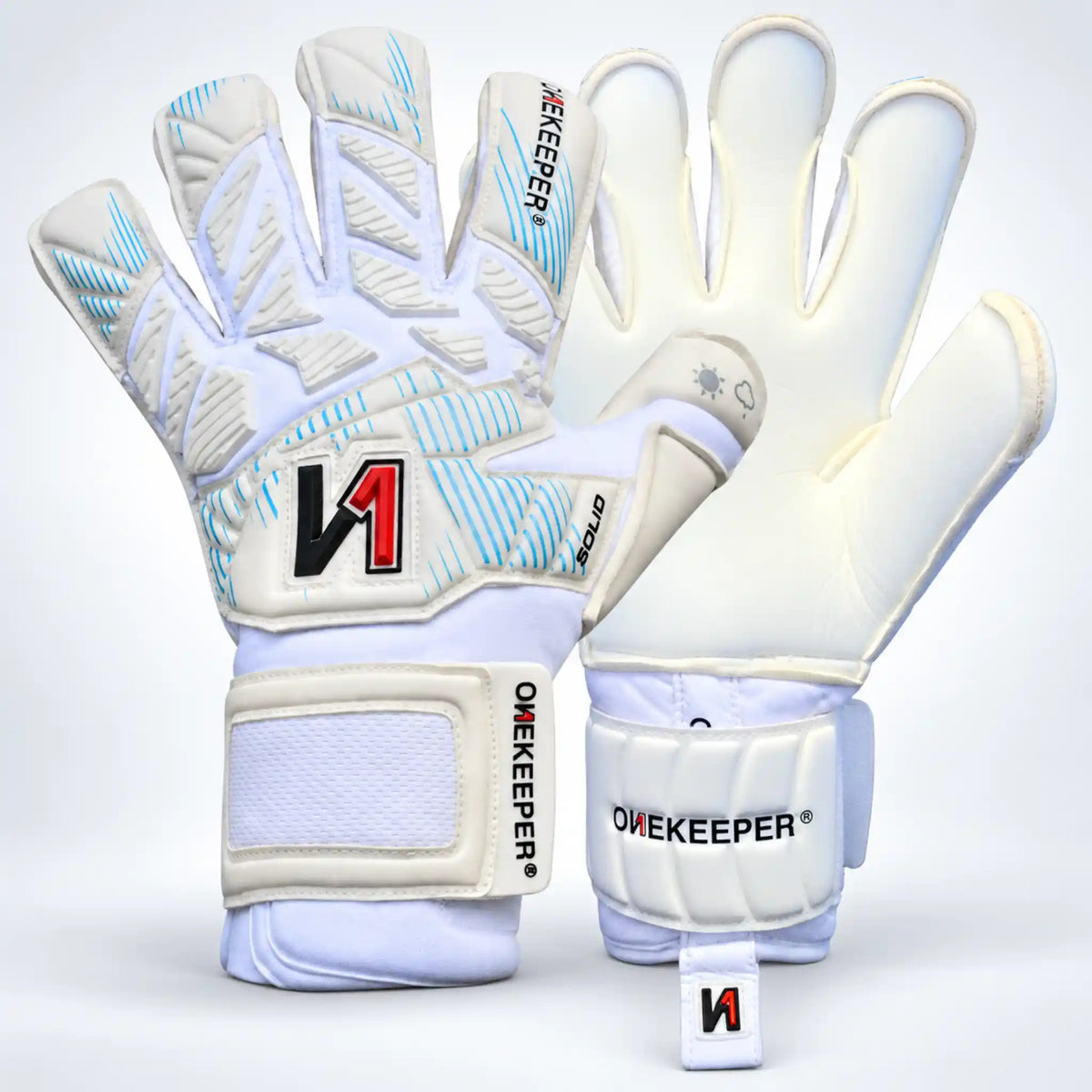 Solid White Aqua Latex Goalkeeper Gloves