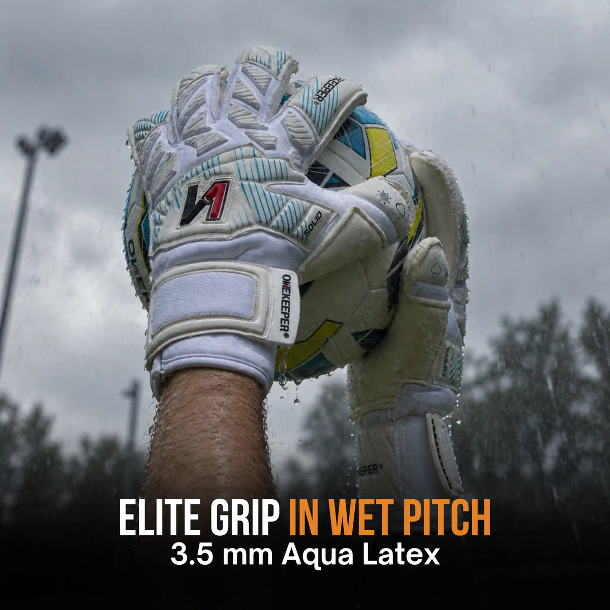 Solid White Aqua Latex Goalkeeper Gloves