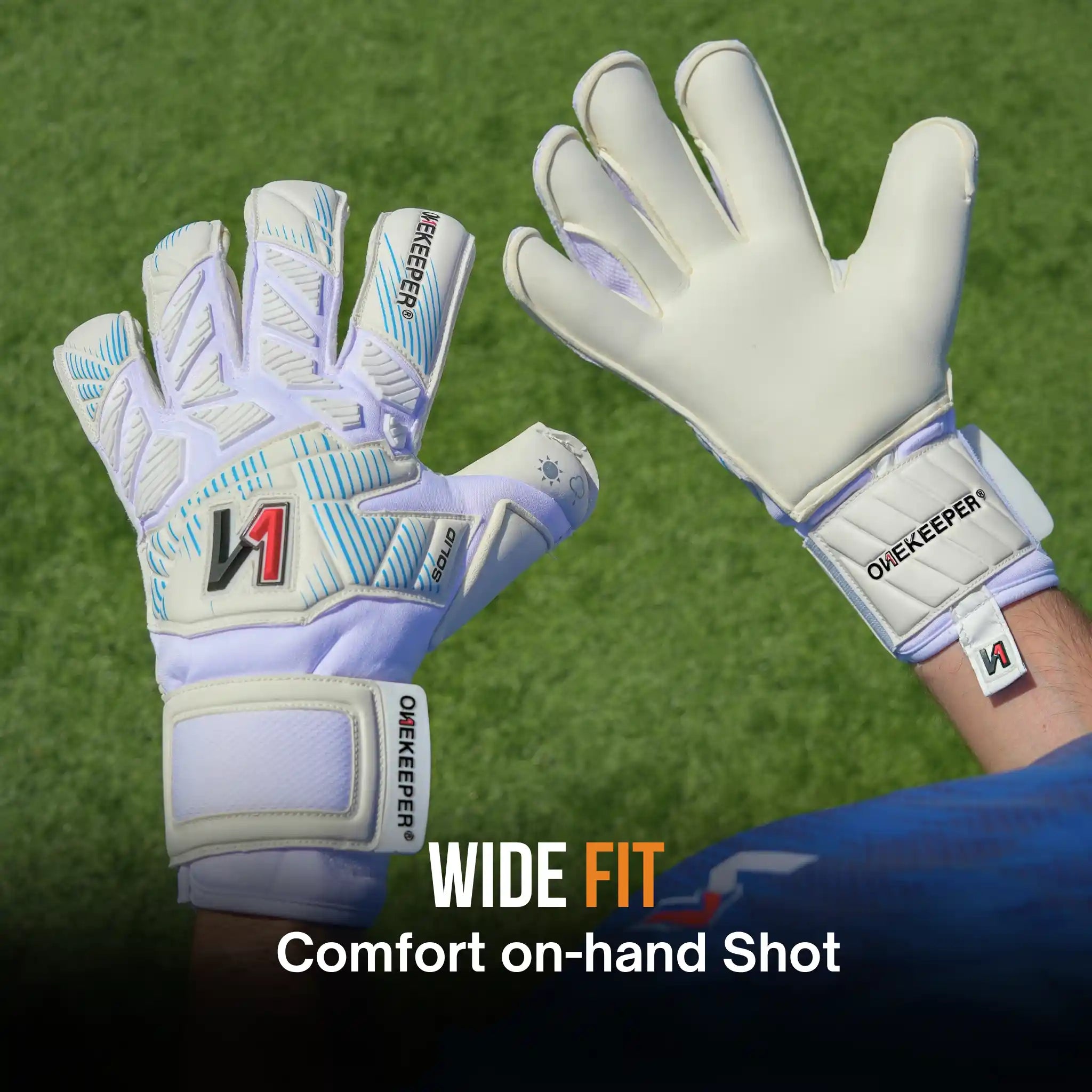 Solid White Aqua Latex Goalkeeper Gloves