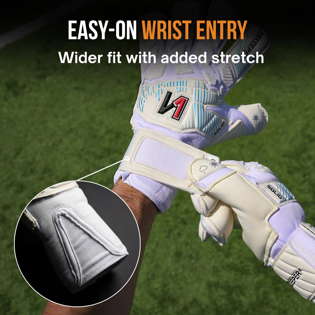 Solid White Aqua Latex Goalkeeper Gloves