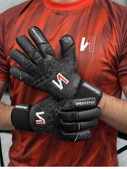 ONEKEEPER C-TEC Contact Pro All Black - Professional Level Goalkeeper Gloves for Kids and Adults