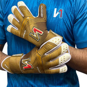 ONEKEEPER Viper Gold and White - Strap or Strapless Negative Cut Pro-Level Goalkeeper Gloves for Kids, Youth and Adults - ONEKEEPER USA