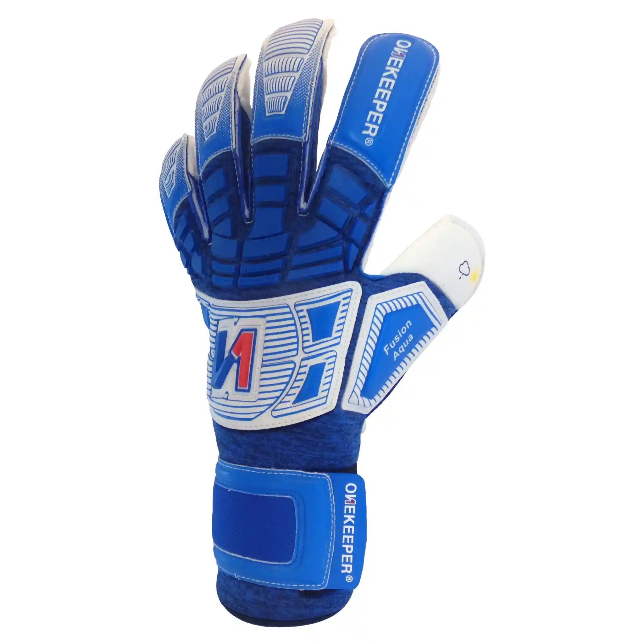 ONEKEEPER Fusion Aqua - Pro-Level Hybrid Cut Soccer Goalkeeper Gloves for Wet Weather Conditions - ONEKEEPER USA