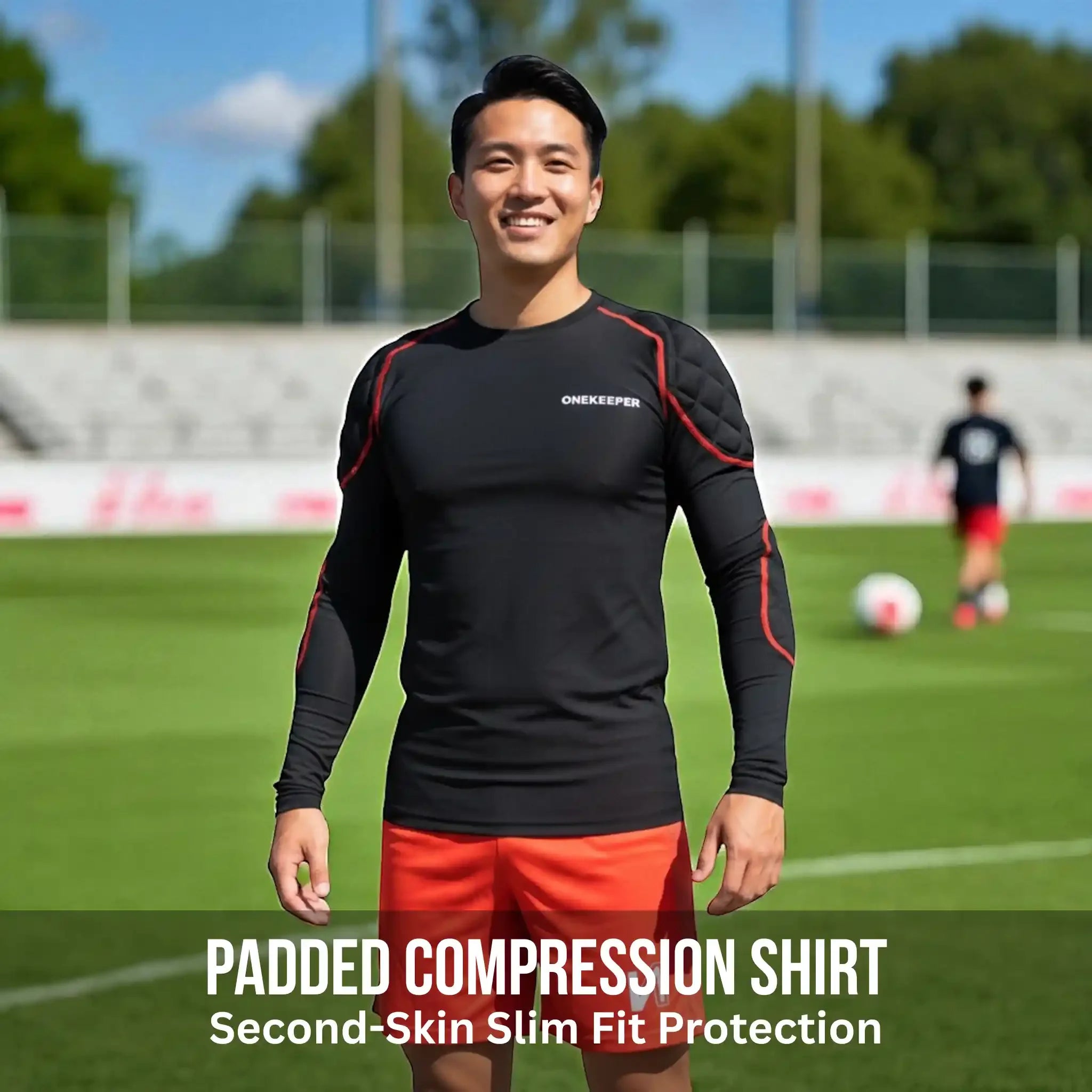 second skin gear Onekeeper 16mm Padded Compression Long Sleeve Shirt Kids, Youth & Adult Goalkeeper Protection, Shoulder & Elbow Protection