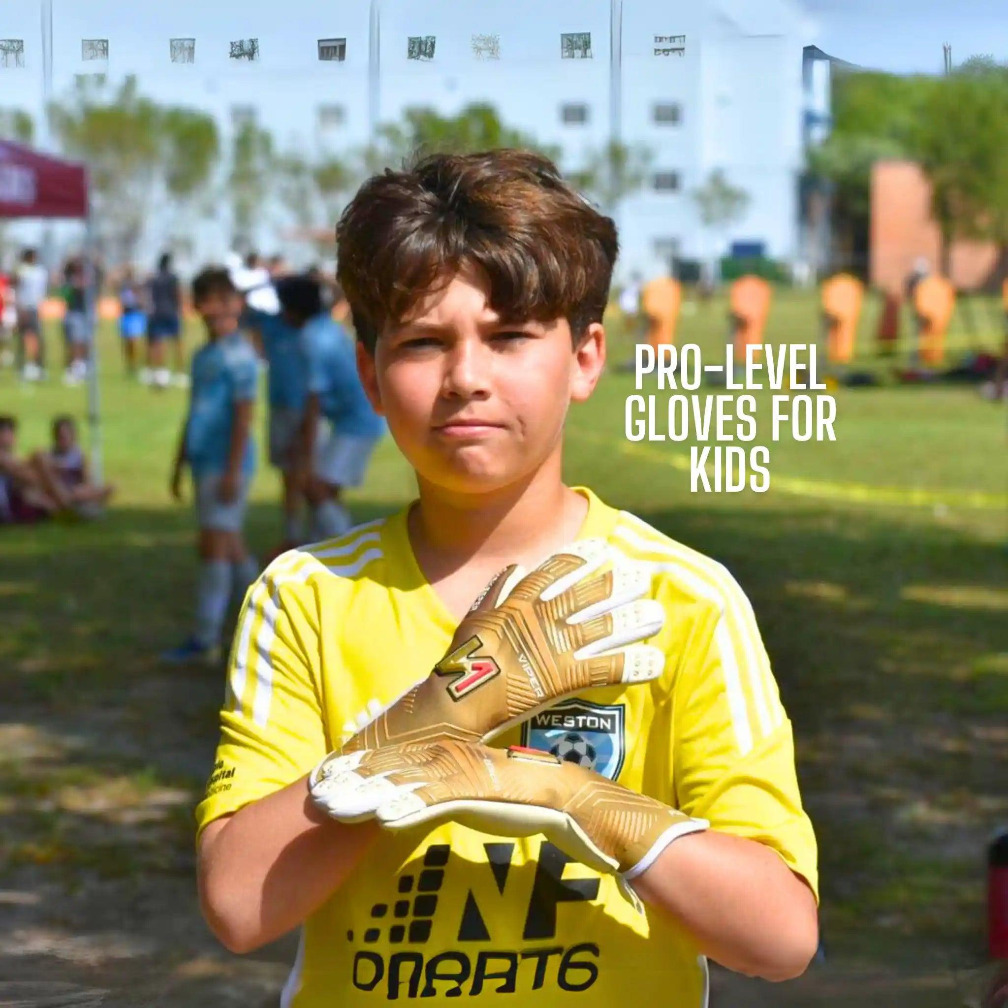 ONEKEEPER Viper Gold and White - Strap or Strapless Negative Cut Pro-Level Goalkeeper Gloves for Kids, Youth and Adults - ONEKEEPER USA