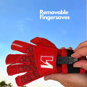 ONEKEEPER VECTOR Junior Red for Kids & Junior Goalkeepers | Removable Finger Saves (Spines not Included) - ONEKEEPER USA