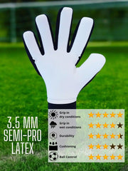 ONEKEEPER ACE Black and White - Negative Cut Pro-Level Goalkeeper Gloves - ONEKEEPER USA