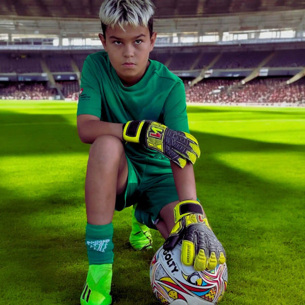 ONEKEEPER FUSION Junior - Yellow & Black | Semi Pro-Level Goalkeeper Gloves | Removable Fingersaves - ONEKEEPER USA