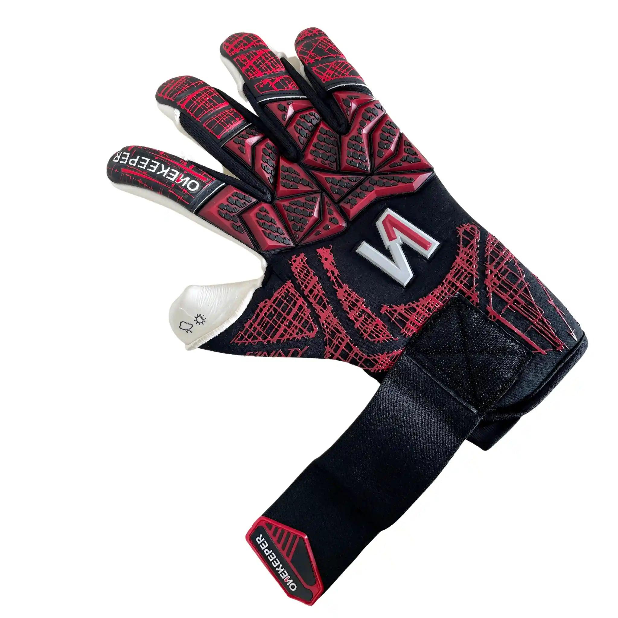 ONEKEEPER Finaty Red - Negative Cut Red and White Pro-Level Goalkeeper Gloves for Kids, Youth and Adults - ONEKEEPER USA