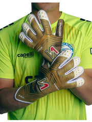 ONEKEEPER Viper Gold and White - Strap or Strapless Negative Cut  Pro-Level Goalkeeper Gloves for Kids, Youth and Adults