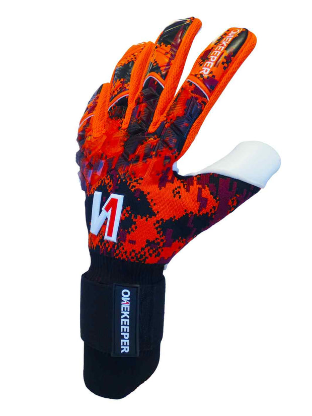 Professional level goalkeeper gloves ONEKEEPER ACE Orange Negative Cut Slim Fit gk