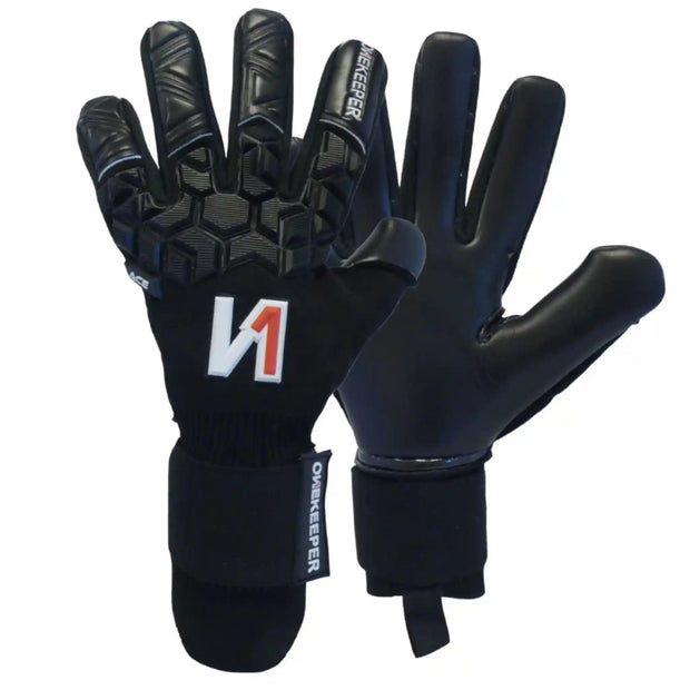 All Black Negative Cut Pro-Level Goalkeeper Gloves - ONEKEEPER ACE Black - ONEKEEPER USA