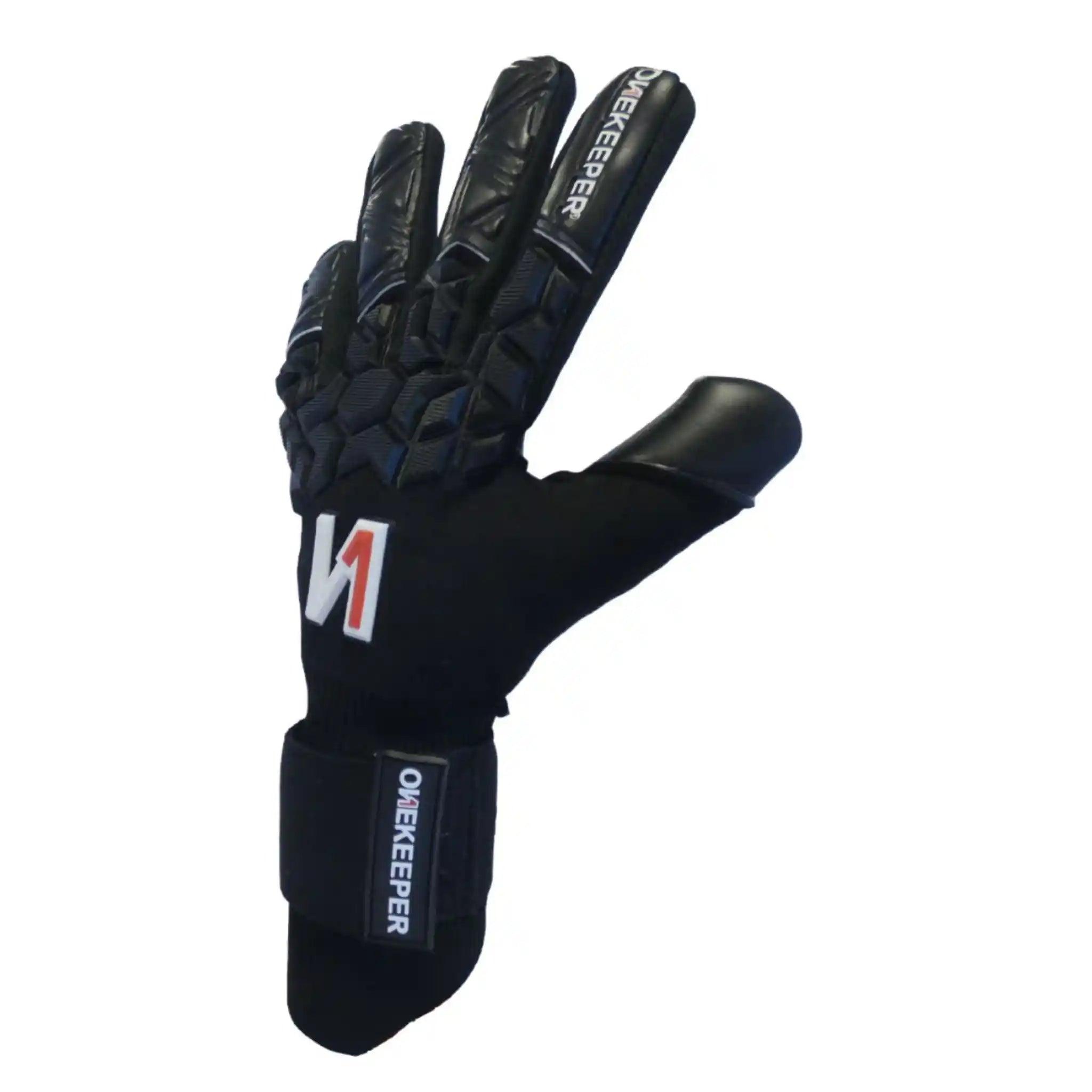All Black Negative Cut Pro-Level Goalkeeper Gloves - ONEKEEPER ACE Black - ONEKEEPER USA