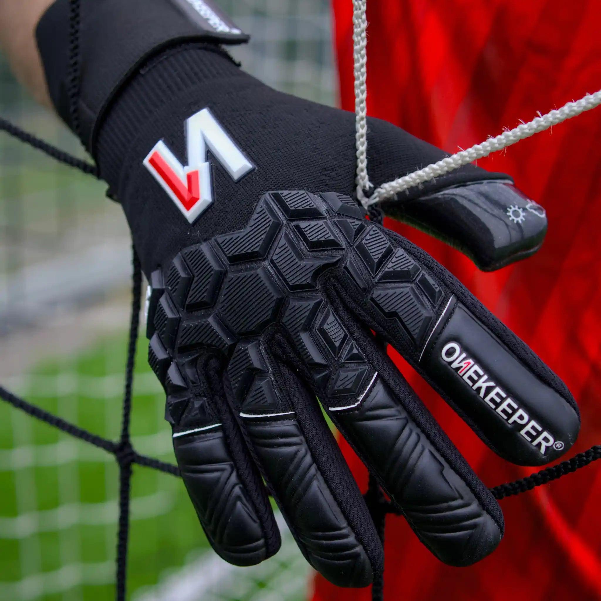 All Black Negative Cut Pro-Level Goalkeeper Gloves - ONEKEEPER ACE Black - ONEKEEPER USA
