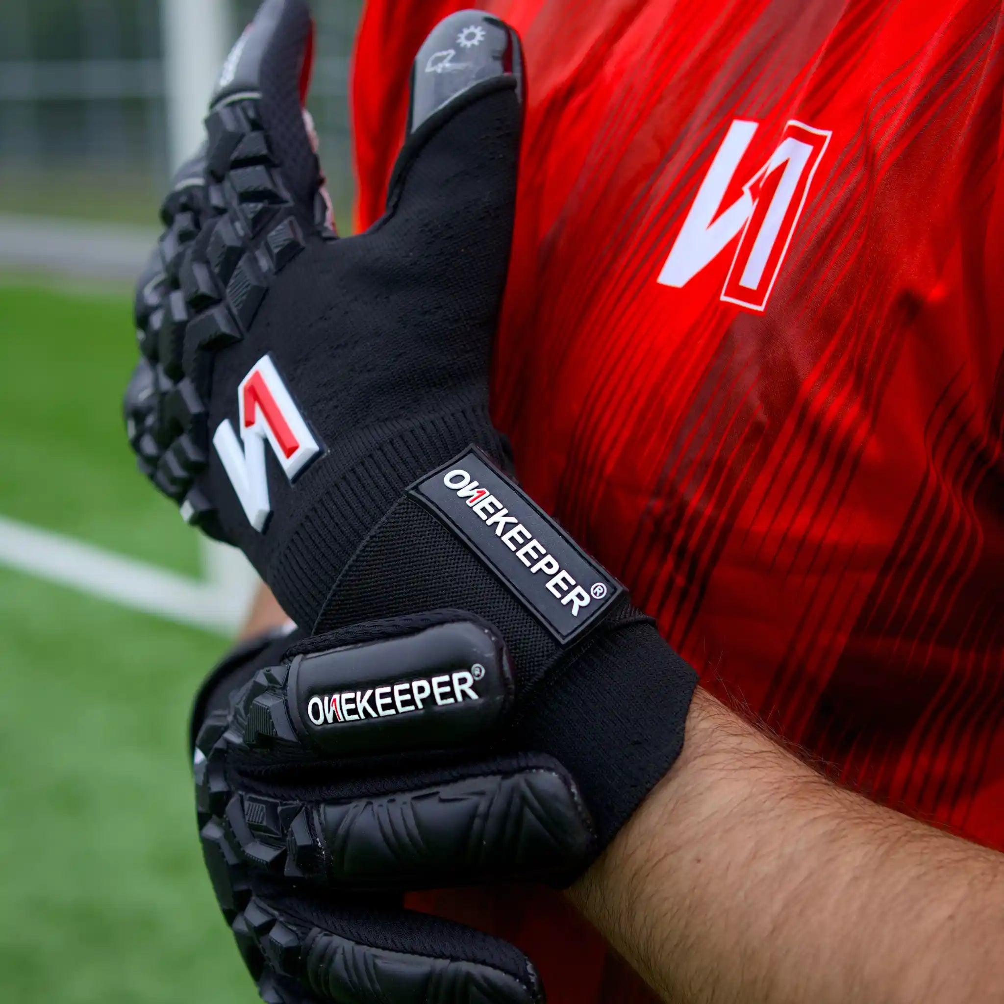 All Black Negative Cut Pro-Level Goalkeeper Gloves - ONEKEEPER ACE Black - ONEKEEPER USA