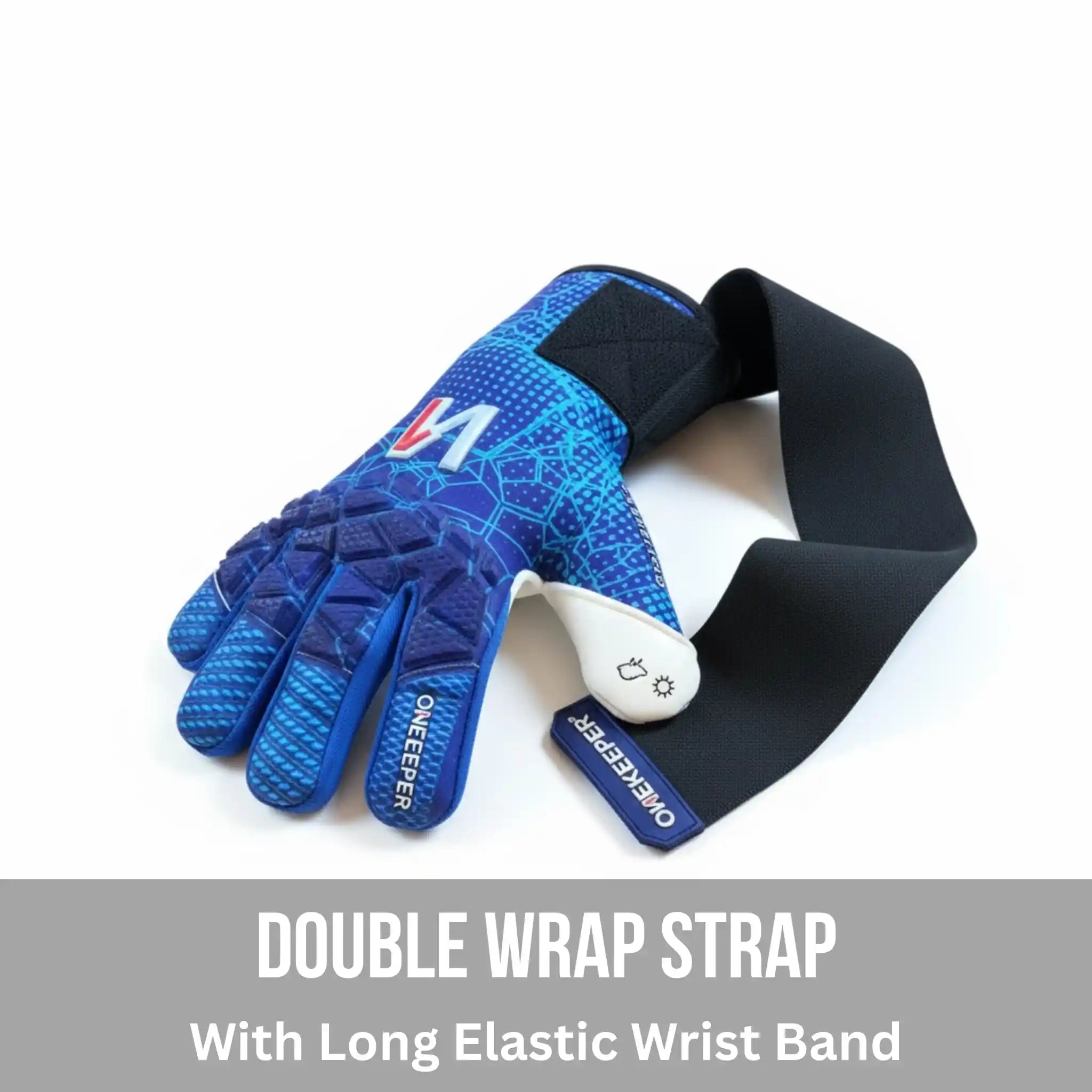 onekeper c-tec aqua Blue glove with a long elastic wrist band on a white background