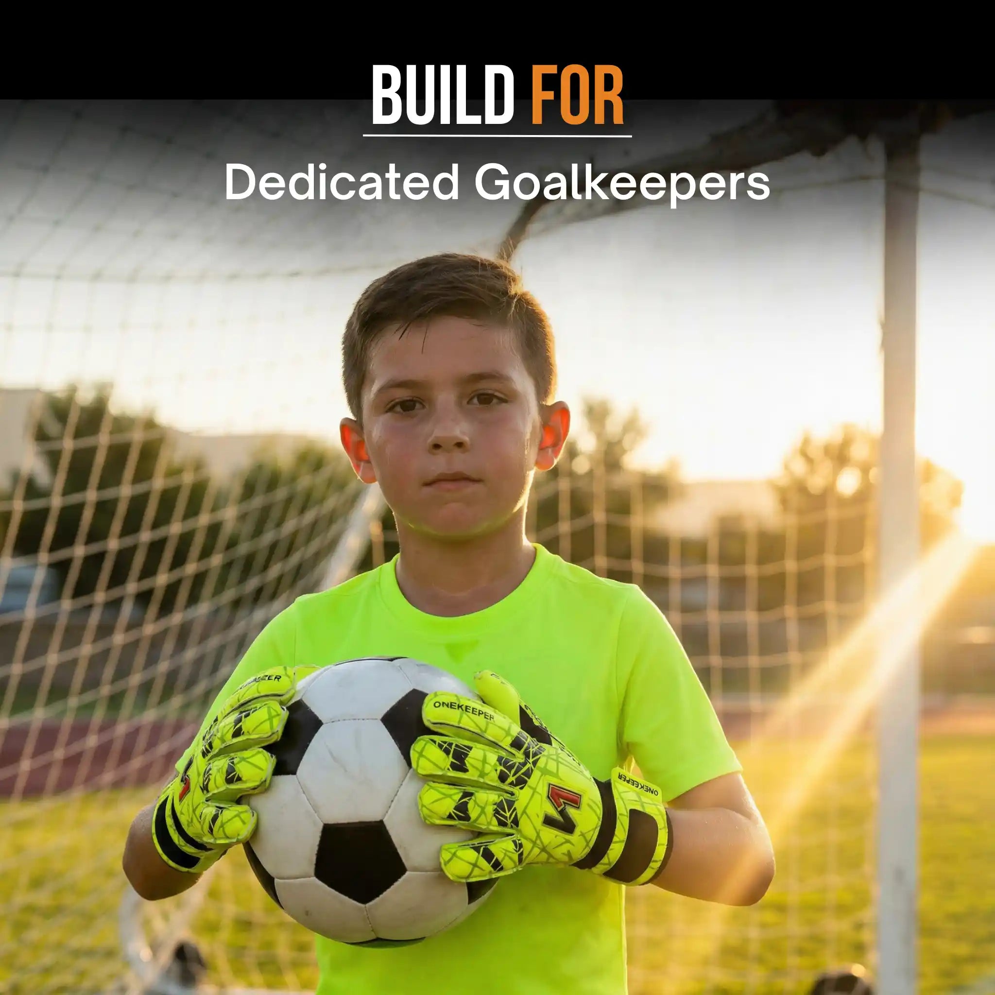 kids wearing a onekeeper vector evolution yellow gloves with finger protection