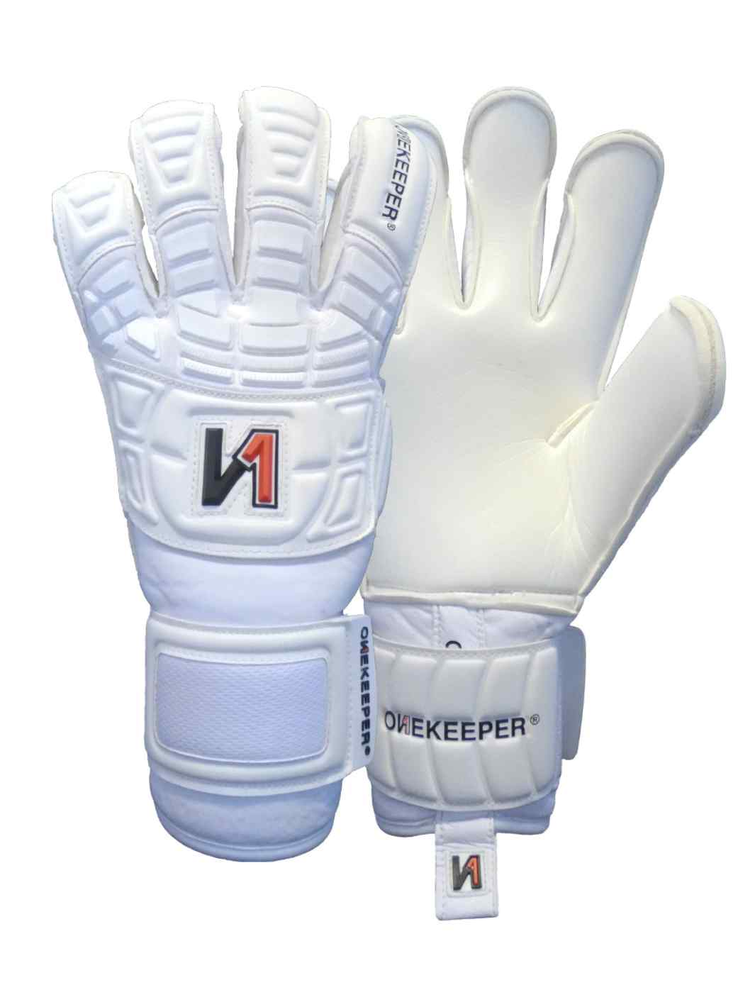 ONEKEEPER SOLID White - All White Hybrid Cut Pro-Level Goalkeeper Glov ...