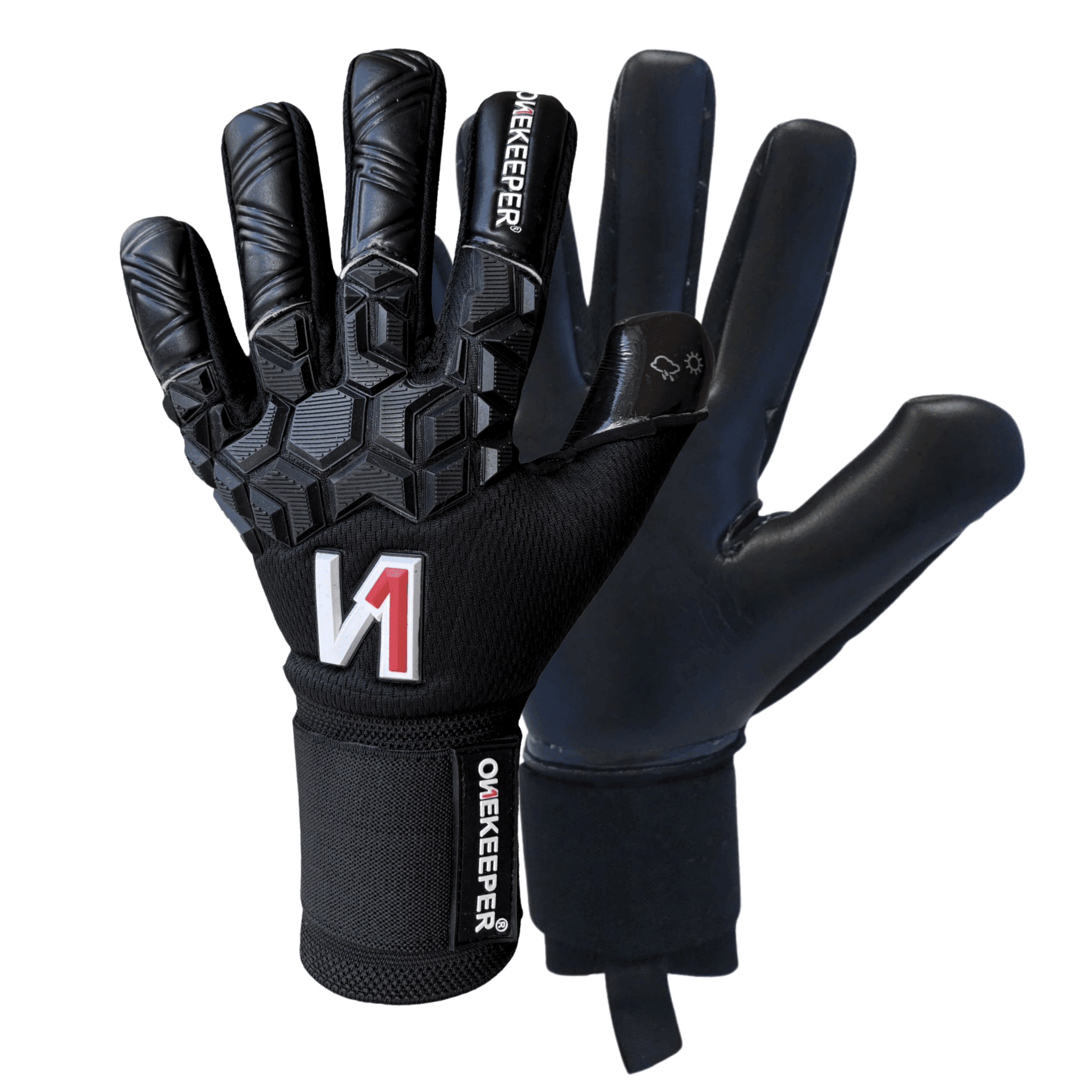 ONEKEEPER ACE Black (New Model) - All Black Negative Cut Pro-Level Goalkeeper Gloves for Kids and Adults - ONEKEEPER USA