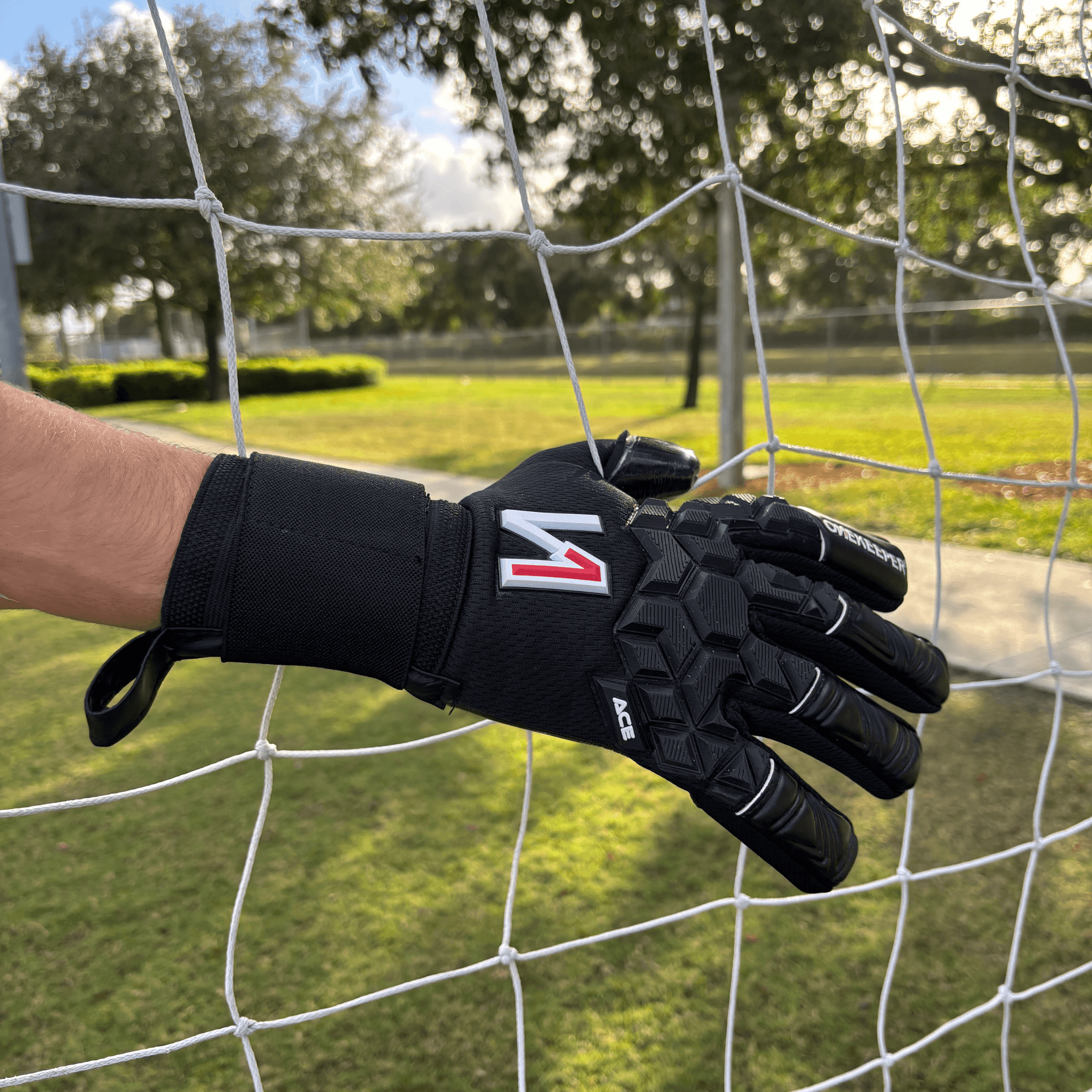 ONEKEEPER ACE Black (New Model) - All Black Negative Cut Pro-Level Goalkeeper Gloves for Kids and Adults - ONEKEEPER USA