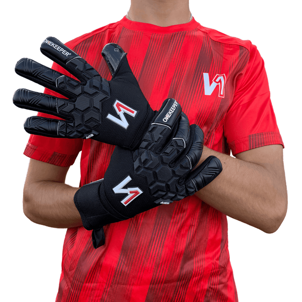 ONEKEEPER ACE Black (New Model) - All Black Negative Cut Pro-Level Goalkeeper Gloves for Kids and Adults - ONEKEEPER USA