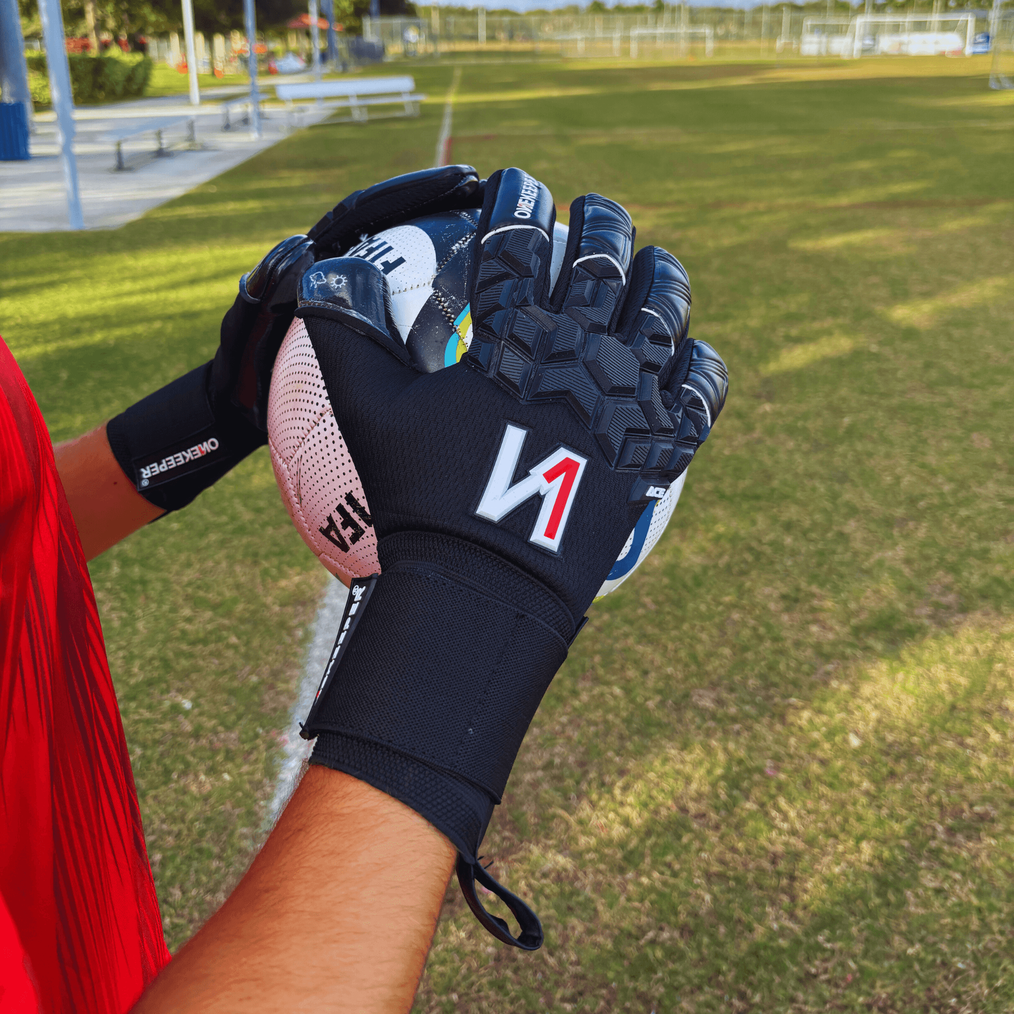 ONEKEEPER ACE Black (New Model) - All Black Negative Cut Pro-Level Goalkeeper Gloves for Kids and Adults - ONEKEEPER USA