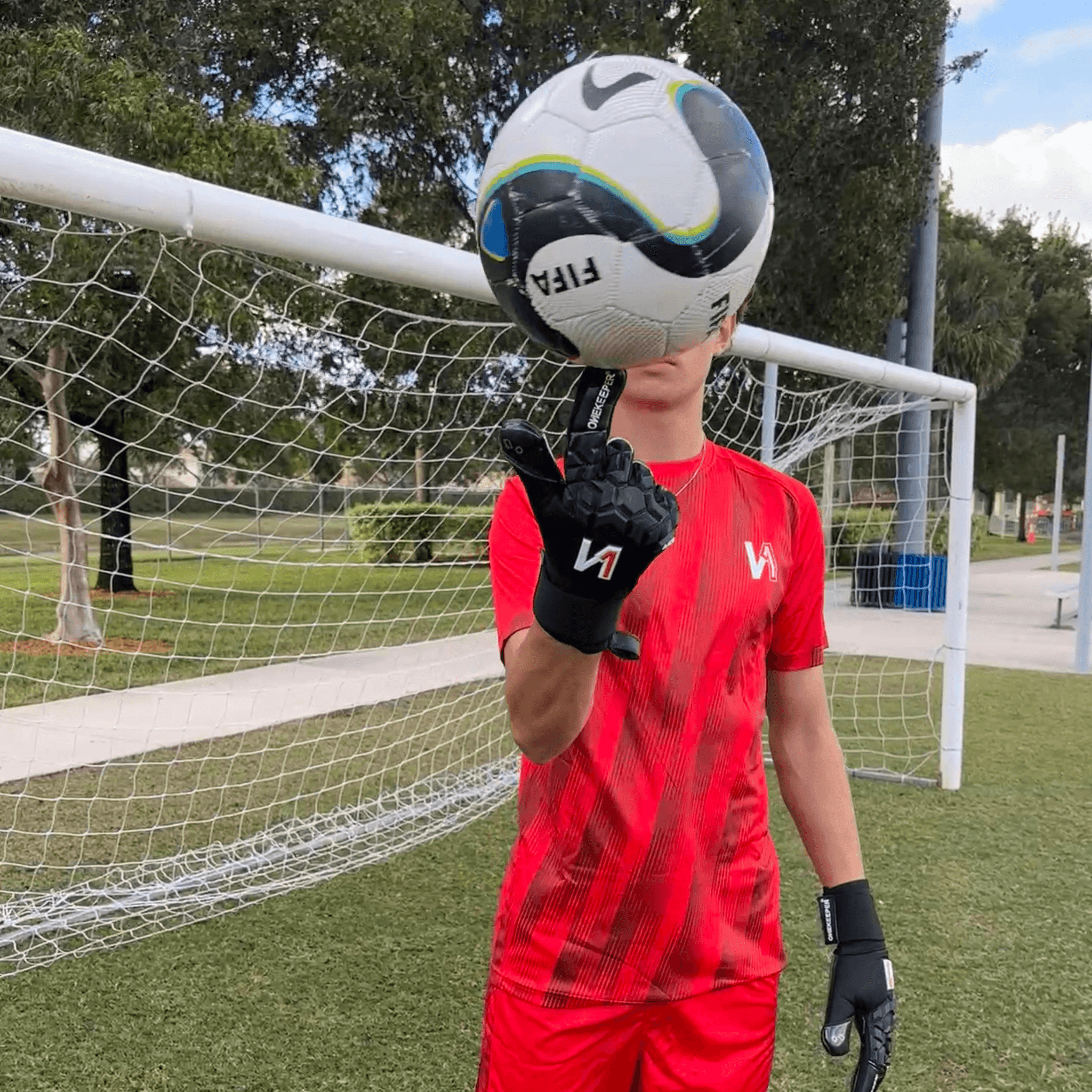 ONEKEEPER ACE Black (New Model) - All Black Negative Cut Pro-Level Goalkeeper Gloves for Kids and Adults - ONEKEEPER USA