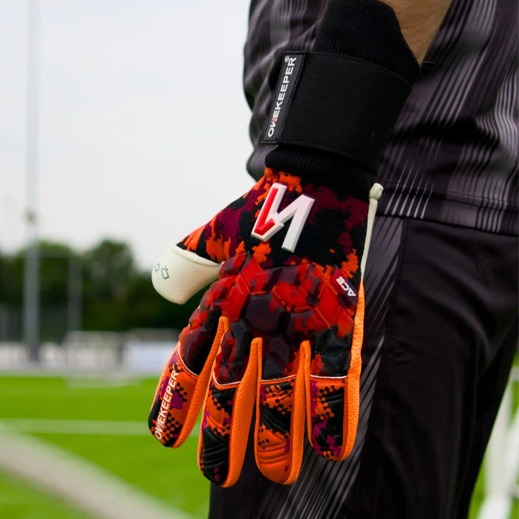 ONEKEEPER ACE Orange and White -Negative Cut Pro-Level Goalkeeper Gloves - ONEKEEPER USA