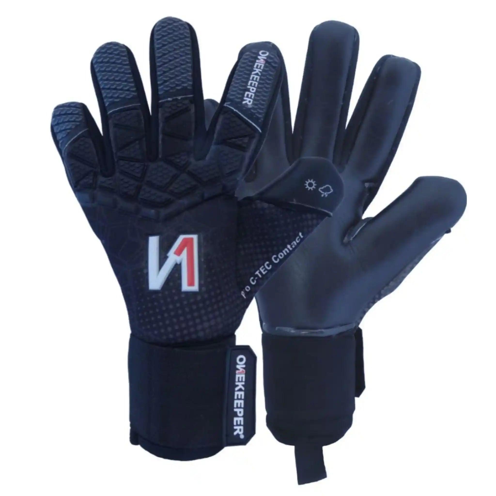ONEKEEPER C-TEC All Black - Pro Goalkeeper Gloves for Kids & Adults - ONEKEEPER USA