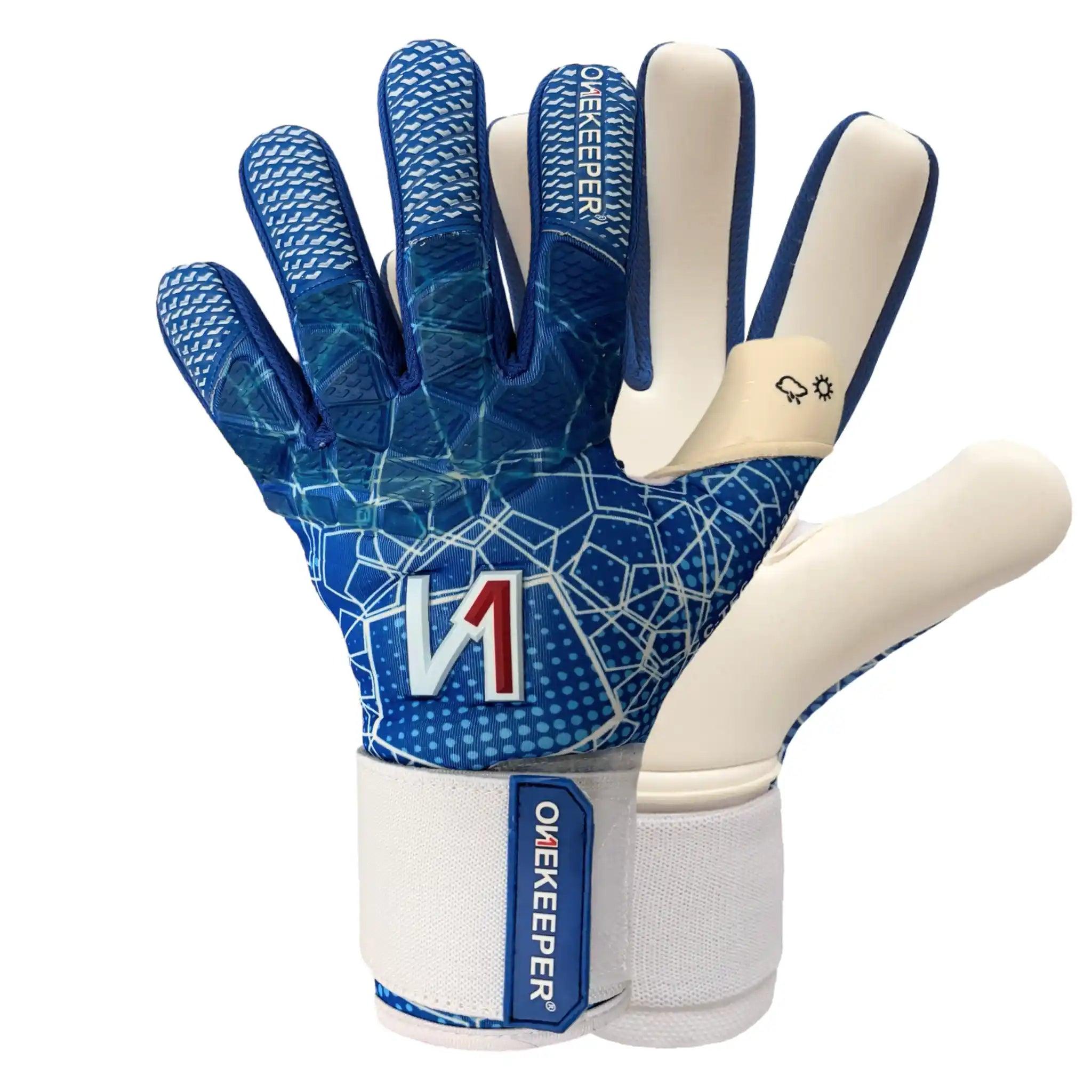 ONEKEEPER C-TEC Blue and White - Pro Goalkeeper Gloves for Kids & Adults - ONEKEEPER USA