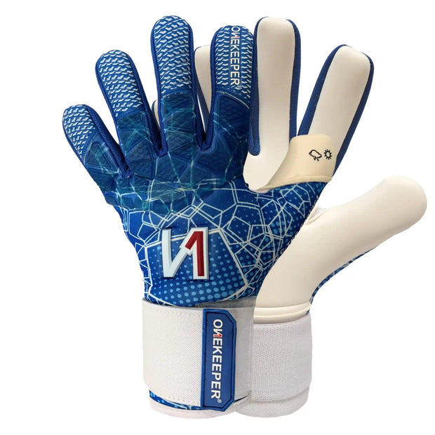 ONEKEEPER C-TEC Blue and White - Pro Goalkeeper Gloves for Kids & Adults - ONEKEEPER USA