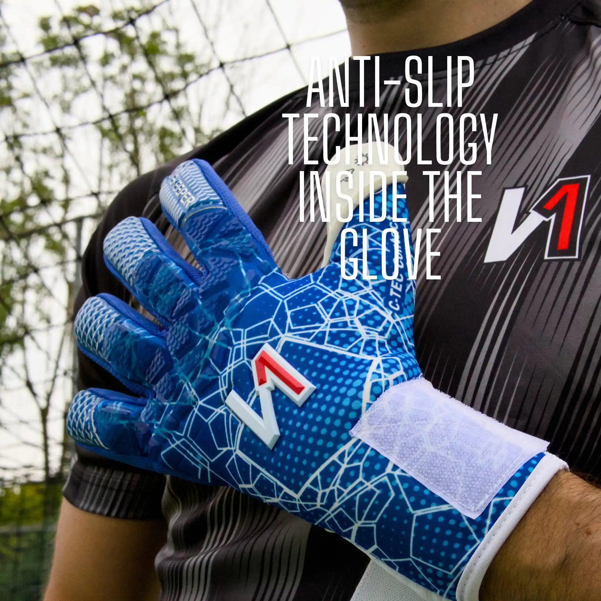 ONEKEEPER C-TEC Blue and White - Pro Goalkeeper Gloves for Kids & Adults - ONEKEEPER USA