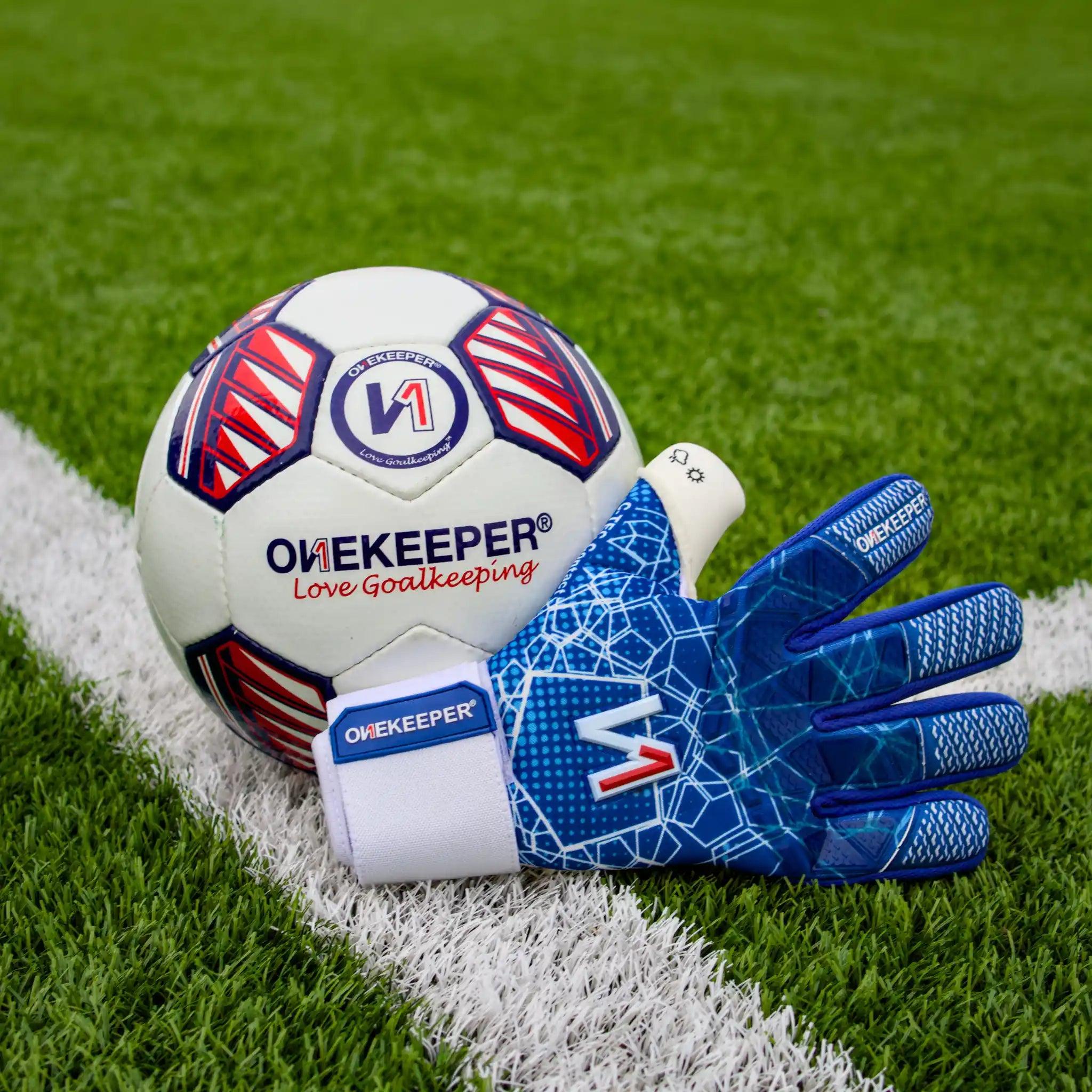 ONEKEEPER C-TEC Blue and White - Pro Goalkeeper Gloves for Kids & Adults - ONEKEEPER USA