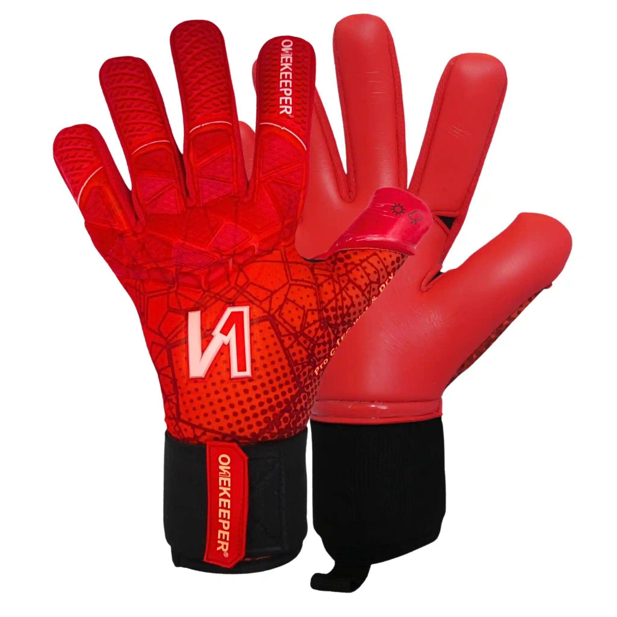 ONEKEEPER C-TEC Contact Pro All Red - Professional Level Goalkeeper Gloves - ONEKEEPER USA