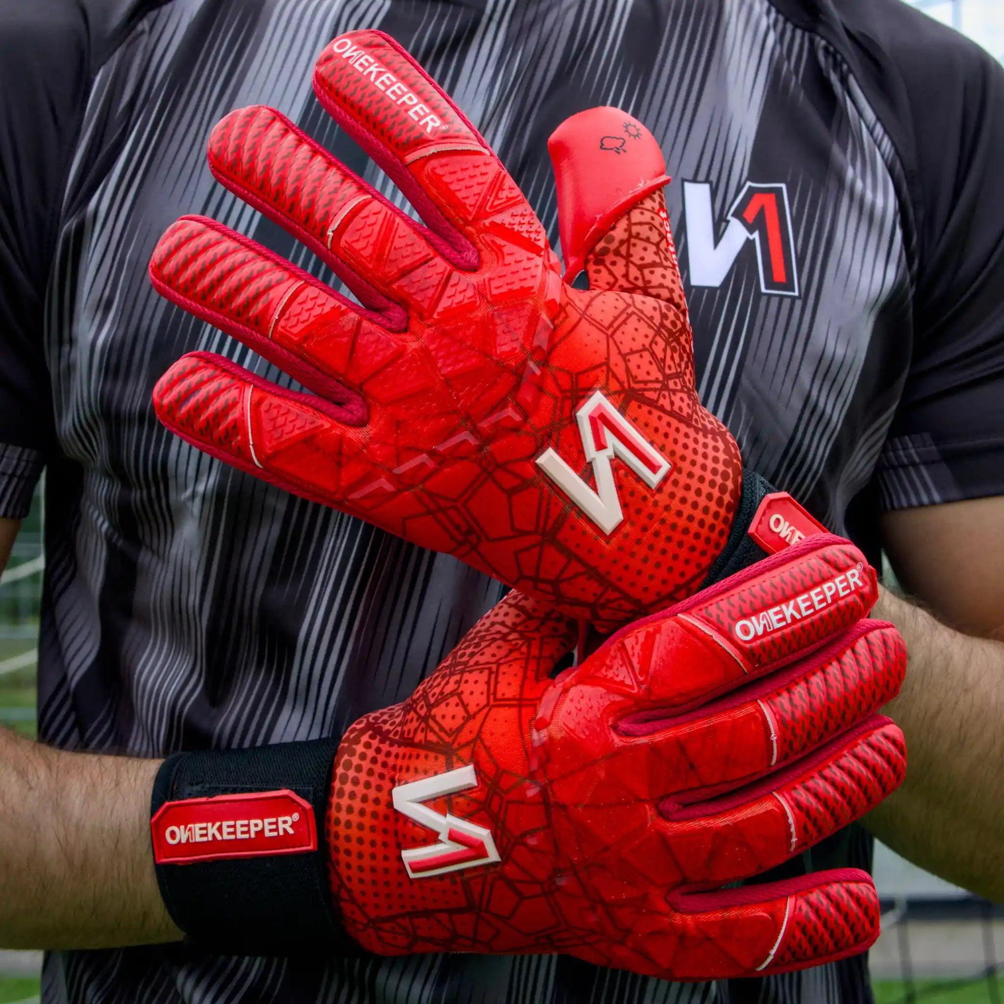 ONEKEEPER C-TEC Contact Pro All Red - Professional Level Goalkeeper Gloves - ONEKEEPER USA