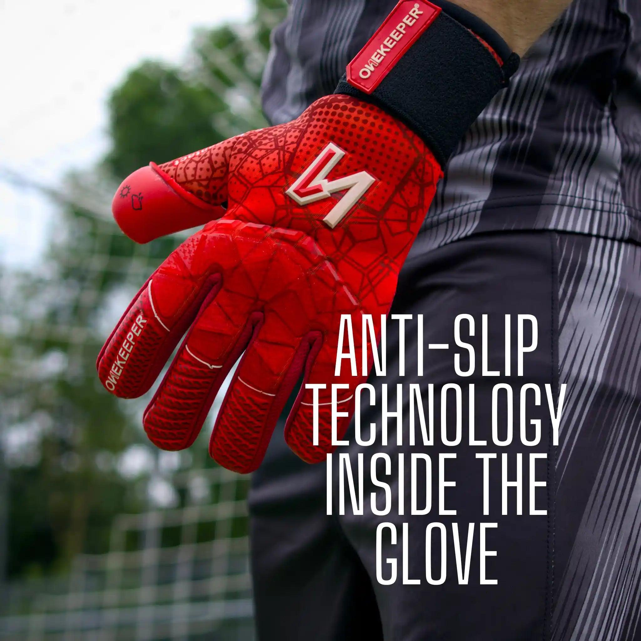 ONEKEEPER C-TEC Contact Pro All Red - Professional Level Goalkeeper Gloves - ONEKEEPER USA