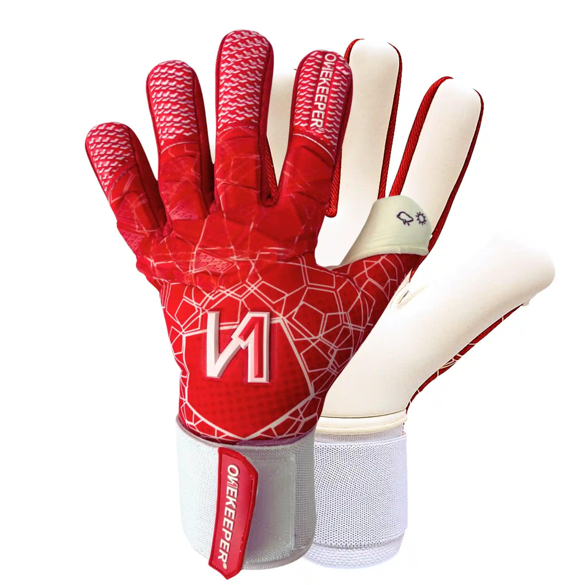 ONEKEEPER C-TEC Red and White - Pro Goalkeeper Gloves for Kids & Adults - ONEKEEPER USA