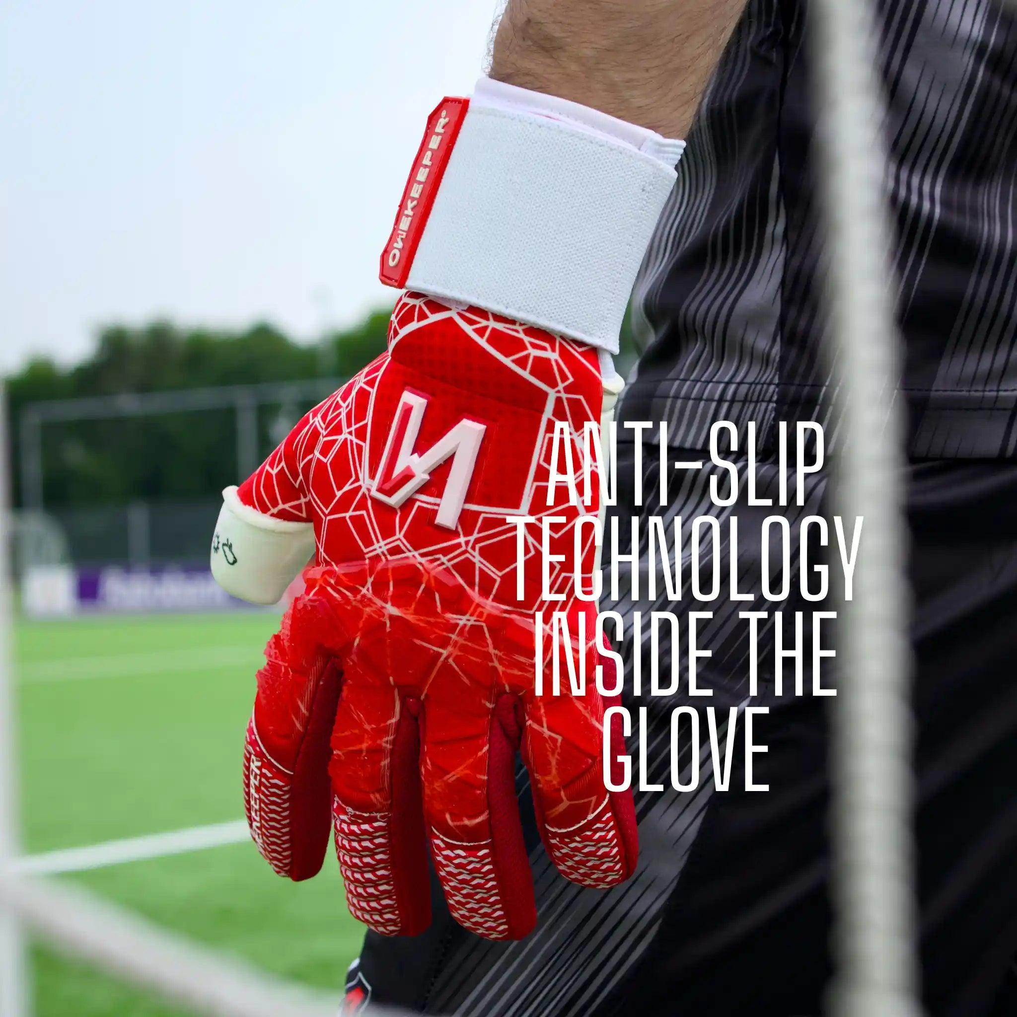ONEKEEPER C-TEC Red and White - Pro Goalkeeper Gloves for Kids & Adults - ONEKEEPER USA