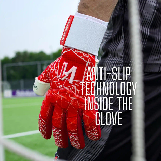 ONEKEEPER C-TEC Red and White - Pro Goalkeeper Gloves for Kids & Adults - ONEKEEPER USA