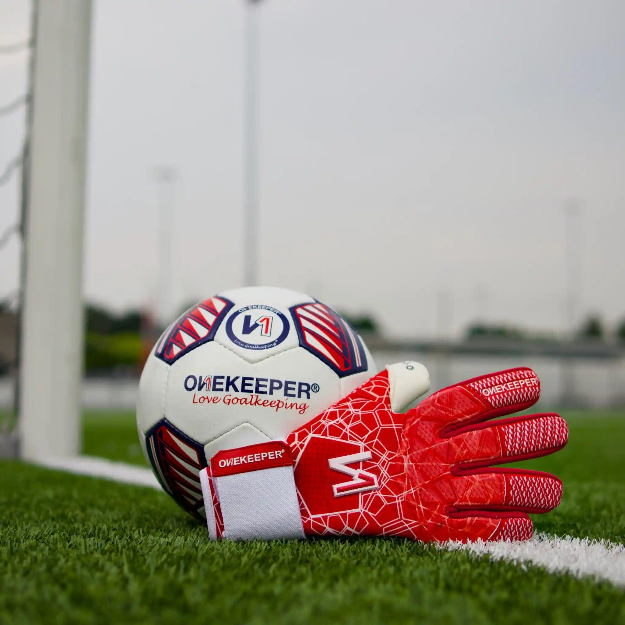 ONEKEEPER C-TEC Red and White - Pro Goalkeeper Gloves for Kids & Adults - ONEKEEPER USA