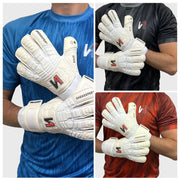 ONEKEEPER Solid White Hybrid Cut Pro-Level Goalkeeper Gloves with Removable Finger-Save Spines (Spines Not Included) - ONEKEEPER USA