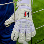 ONEKEEPER Solid White Hybrid Cut Pro-Level Goalkeeper Gloves with Removable Finger-Save Spines (Spines Not Included) - ONEKEEPER USA