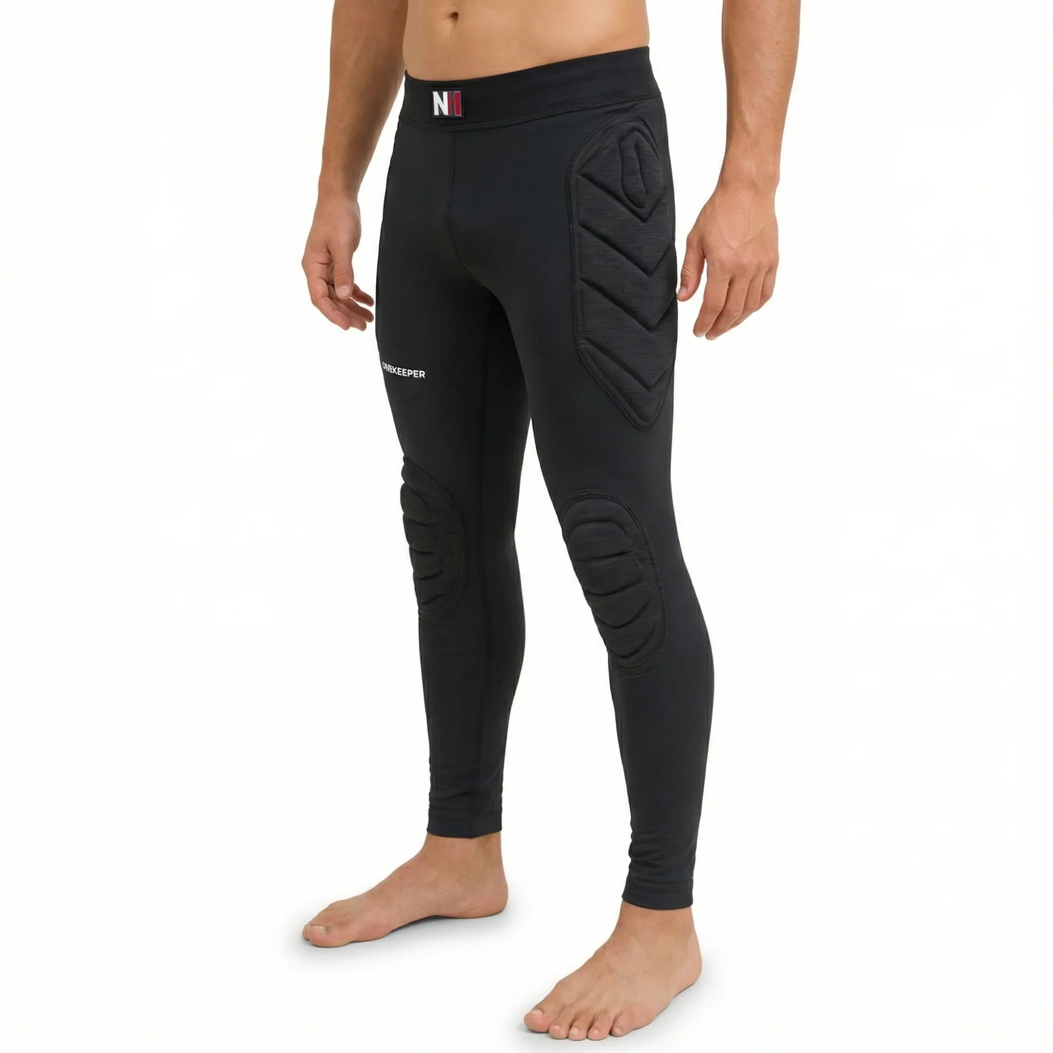 Black ONEKEEPER Padded Leggings with padding on a white background