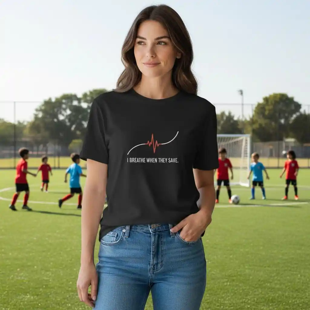 I Breathe When They Save. — Goalkeeper Parent Unisex T-Shirt | OneKeeper