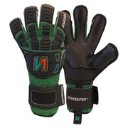 Professional Goalkeeper Gloves ONEKEEPER Solid Robusto Green and Black Fusion Cut special for Turf or Artificial Grass gk