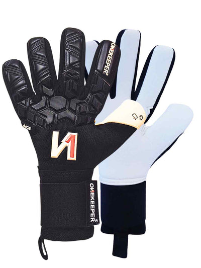 ONEKEEPER ACE Black and White - Negative Cut Pro-Level Goalkeeper Gloves - ONEKEEPER USA