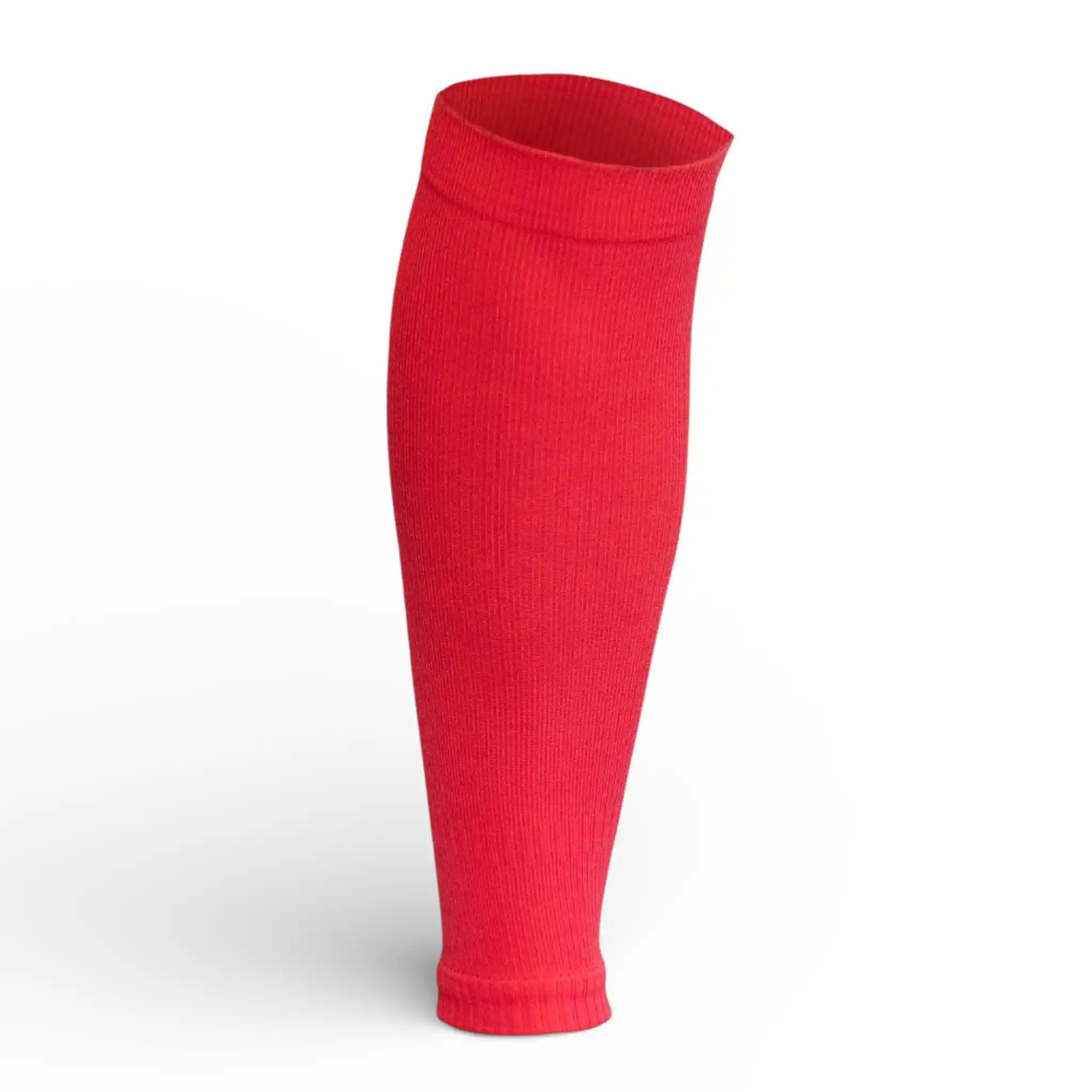 Red knee-high sock sleeve on a white background